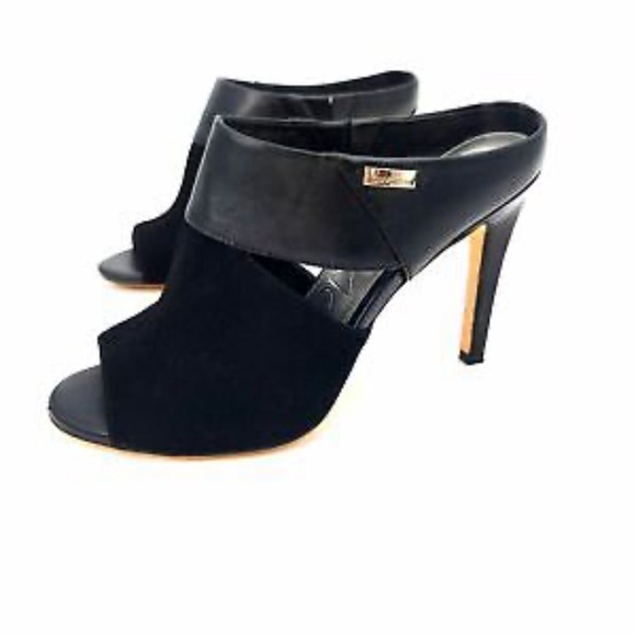 Brand new Calvin Klein Satchel peep toe mule heels - Picture 1 of 8